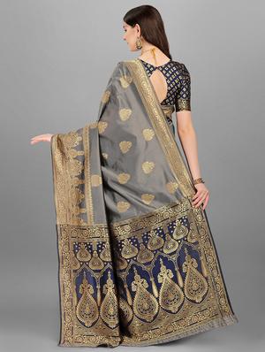 jacquard work woven saree with blouse - 18465812 - Standard Image - 2