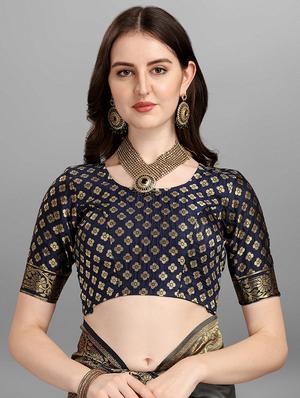 jacquard work woven saree with blouse - 18465812 - Standard Image - 3