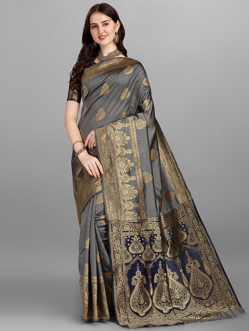 jacquard work woven saree with blouse - 18465812 - Zoom Image - 1