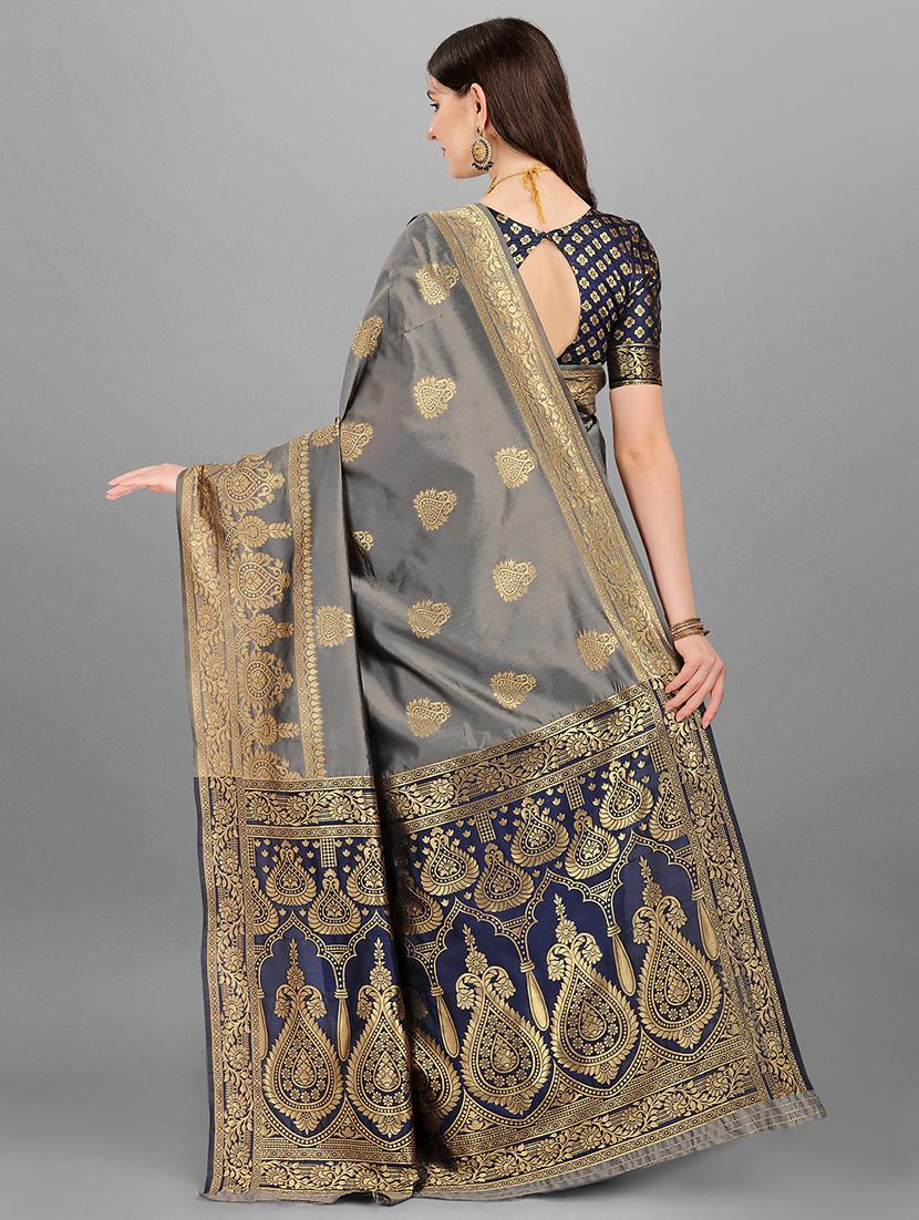 jacquard work woven saree with blouse - 18465812 - Zoom Image - 2