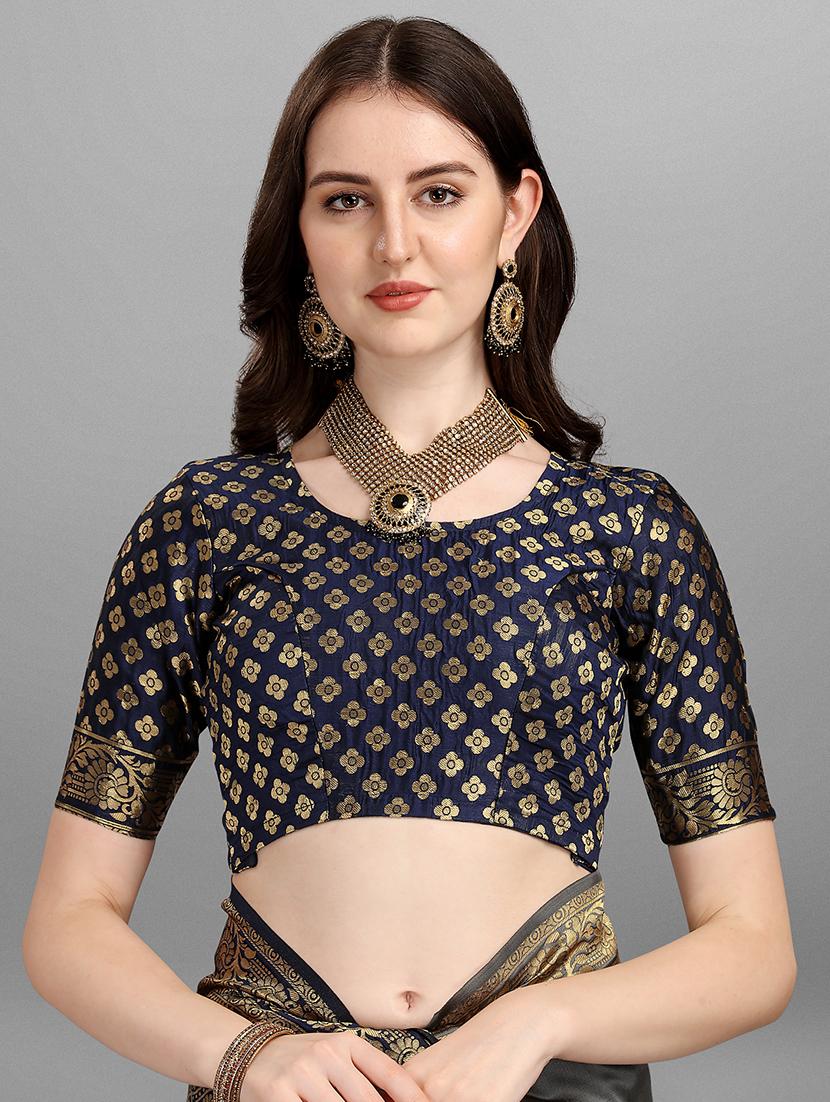 jacquard work woven saree with blouse - 18465812 - Zoom Image - 3