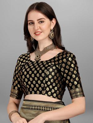 jacquard work maheshwari saree with blouse - 18465822 - Standard Image - 5