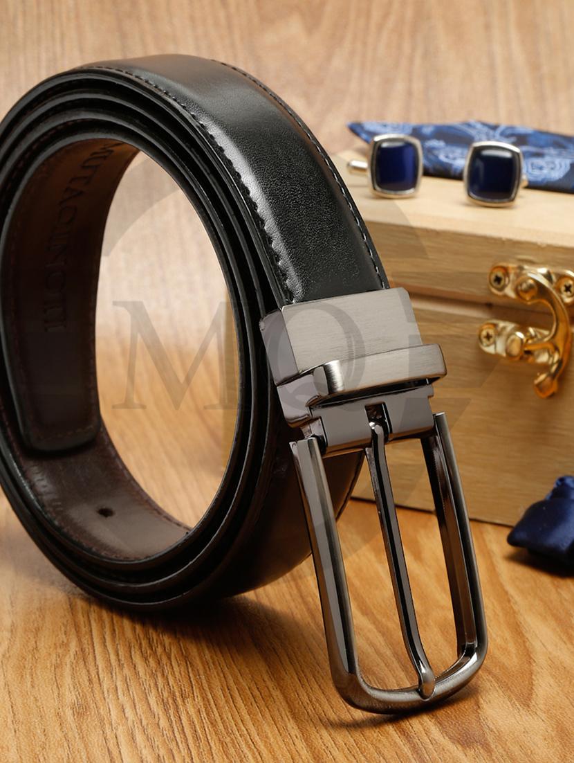 plain gunmetal leather belt - 18465850 - Zoom Image - 2