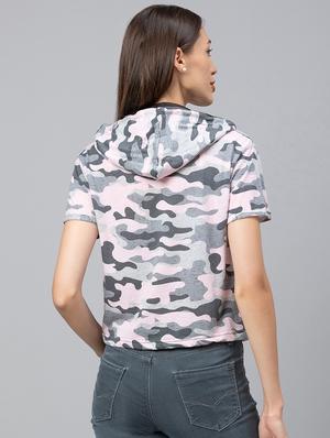 pink camouflage hooded t-shirt - 18465993 - Standard Image - 3