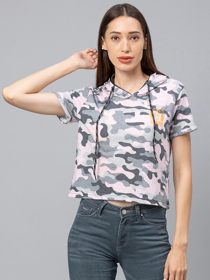 pink camouflage hooded t-shirt - 18465993 - Zoom Image - 1