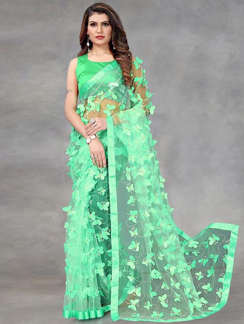 lace detailed applique work saree with blouse - 18466264 - Standard Image - 1