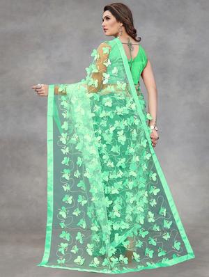 lace detailed applique work saree with blouse - 18466264 - Standard Image - 2