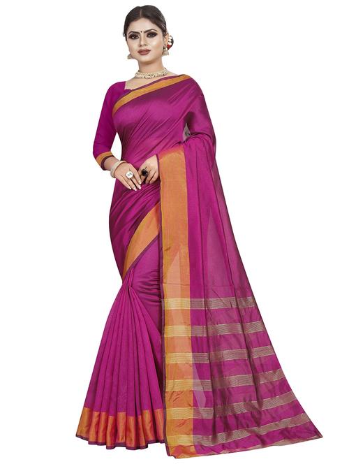 solid bordered banarasi saree with blouse - 18466463 - Standard Image - 1