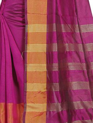 solid bordered banarasi saree with blouse - 18466463 - Standard Image - 4