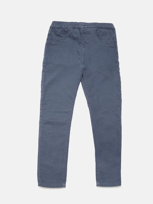 girls blue solid jegging - 18468212 - Standard Image - 1