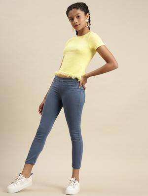 girls blue solid jegging - 18468212 - Standard Image - 3