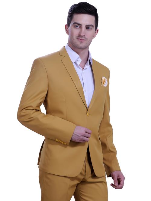 mustard single breasted two piece suit set - 18468923 - Standard Image - 1