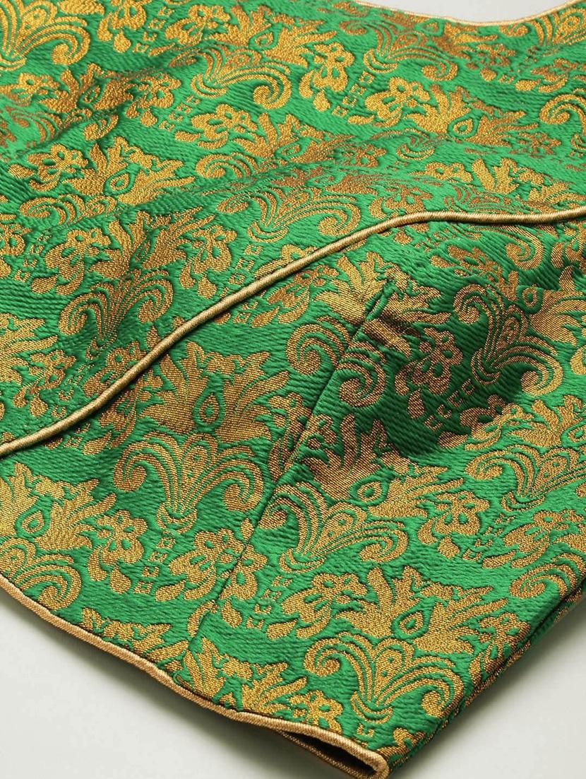 green and golden woven design saree blouse - 18469196 - Zoom Image - 4