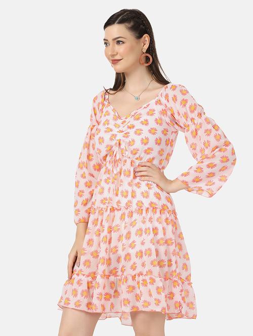 v-neck floral tiered dress - 18469285 - Standard Image - 1