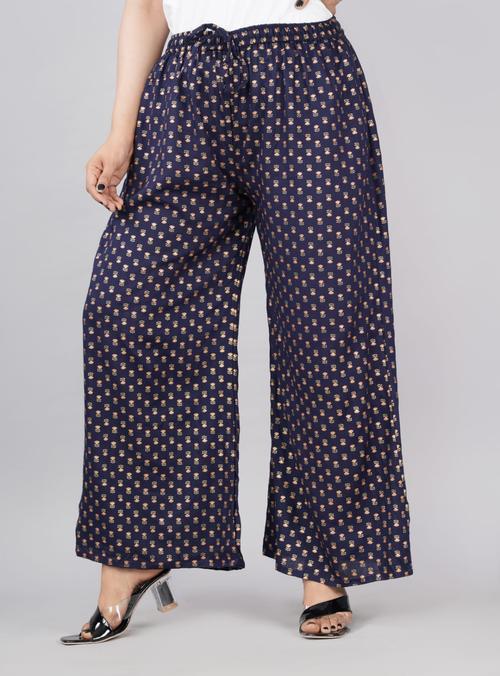 blue rayon trousers - 18469314 - Standard Image - 1
