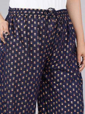 blue rayon trousers - 18469314 - Standard Image - 5