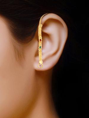 set of 2 gold plated single layer ear cuff earrings - 18469482 - Standard Image - 3