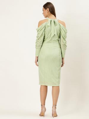 cold shoulder solid a-line dress - 18469647 - Standard Image - 4