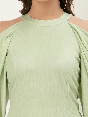 cold shoulder solid a-line dress - 18469647 - Standard Image - 5