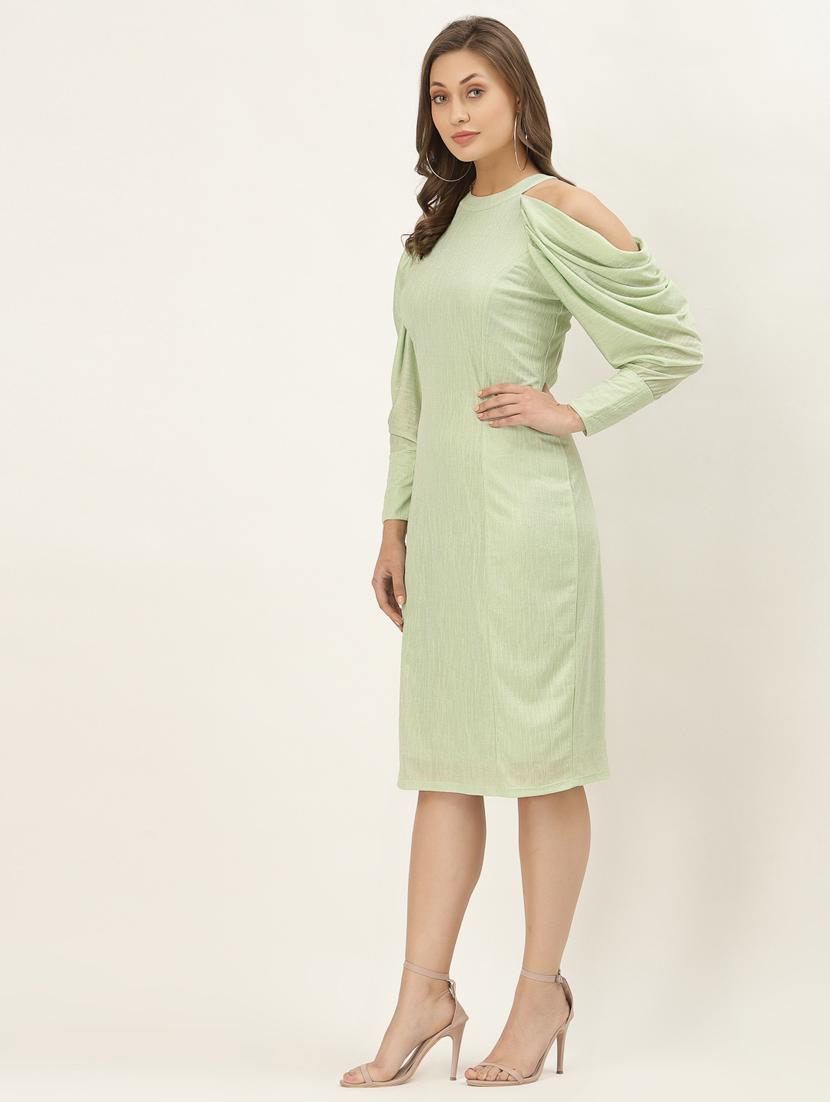 cold shoulder solid a-line dress - 18469647 - Zoom Image - 2