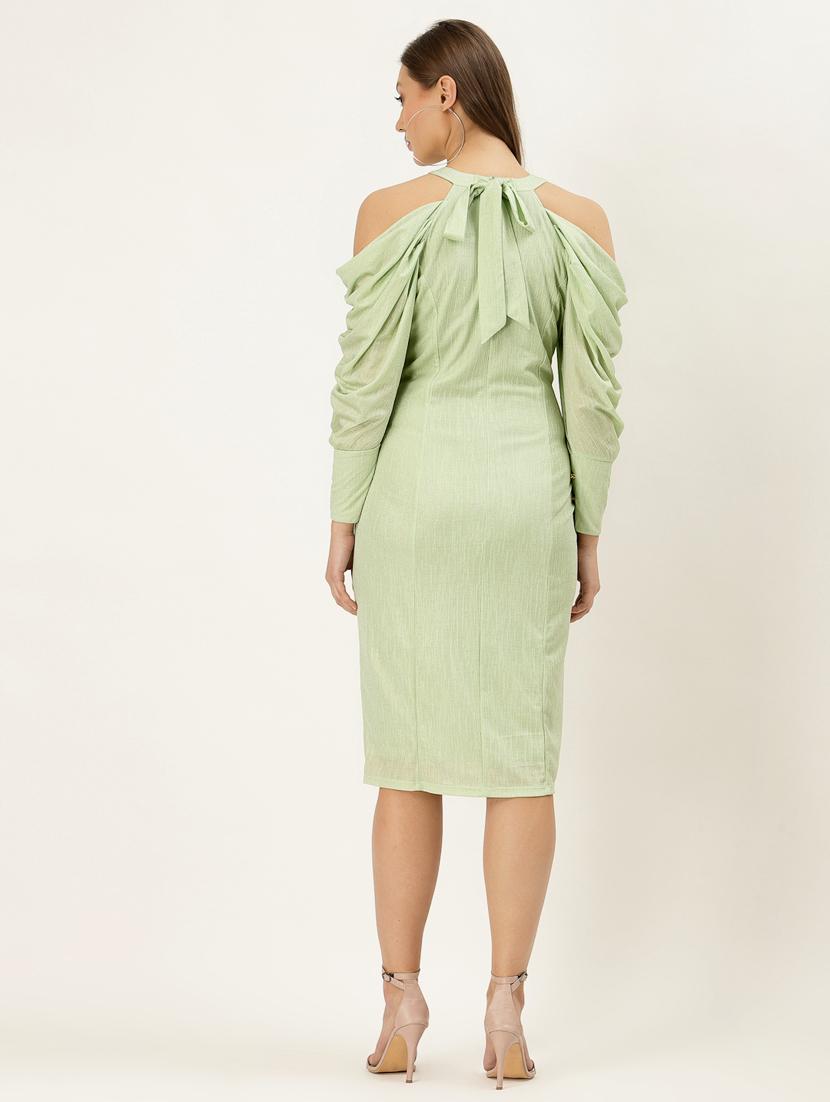 cold shoulder solid a-line dress - 18469647 - Zoom Image - 4