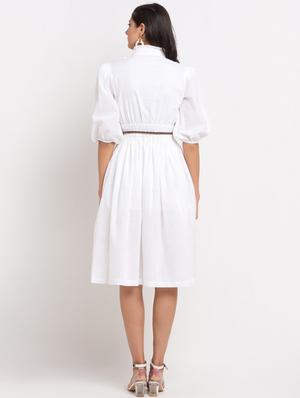 drawstring waist solid a-line dress - 18469662 - Standard Image - 4