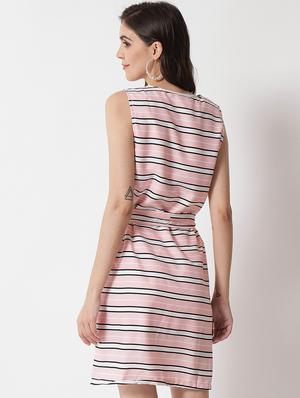 tie front striped sheath dress - 18469670 - Standard Image - 3
