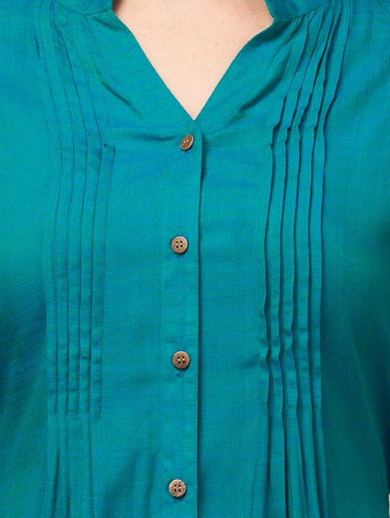 women teal solid regular tunic - 18469720 - Zoom Image - 5