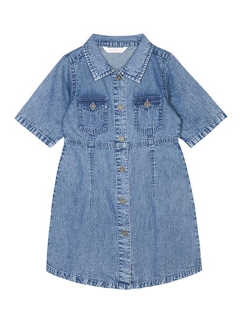 girls blue solid denim frock - 18469767 - Standard Image - 1
