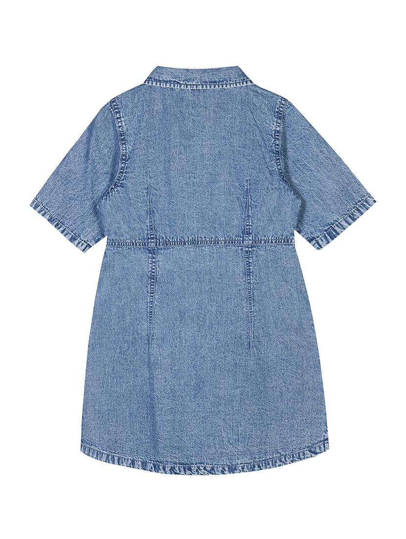 girls blue solid denim frock - 18469767 - Zoom Image - 2