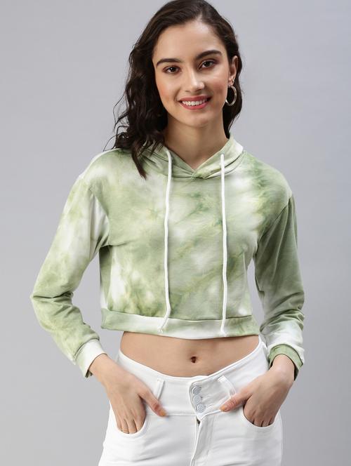 hooded tie and dye crop top - 18469957 - Standard Image - 1