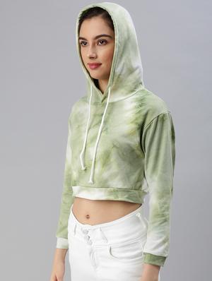 hooded tie and dye crop top - 18469957 - Standard Image - 3