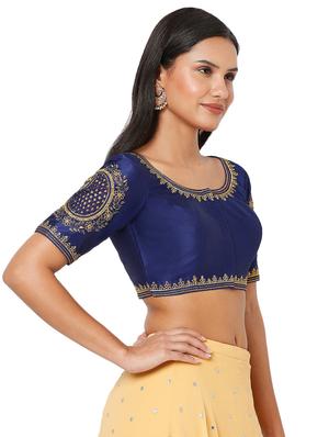 blue silk embroidered blouse - 18470052 - Standard Image - 2