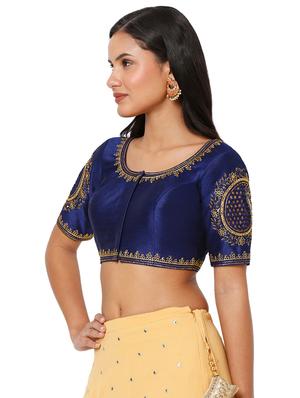 blue silk embroidered blouse - 18470052 - Standard Image - 3