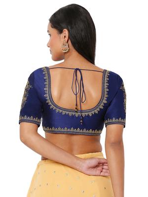 blue silk embroidered blouse - 18470052 - Standard Image - 4