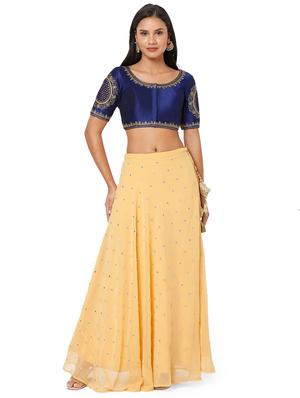 blue silk embroidered blouse - 18470052 - Standard Image - 5
