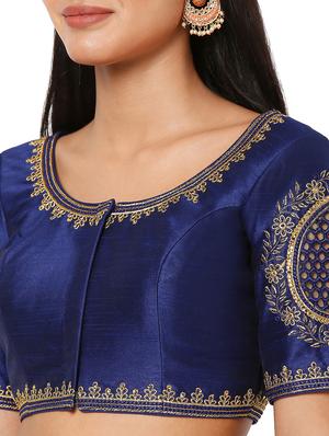blue silk embroidered blouse - 18470052 - Standard Image - 6