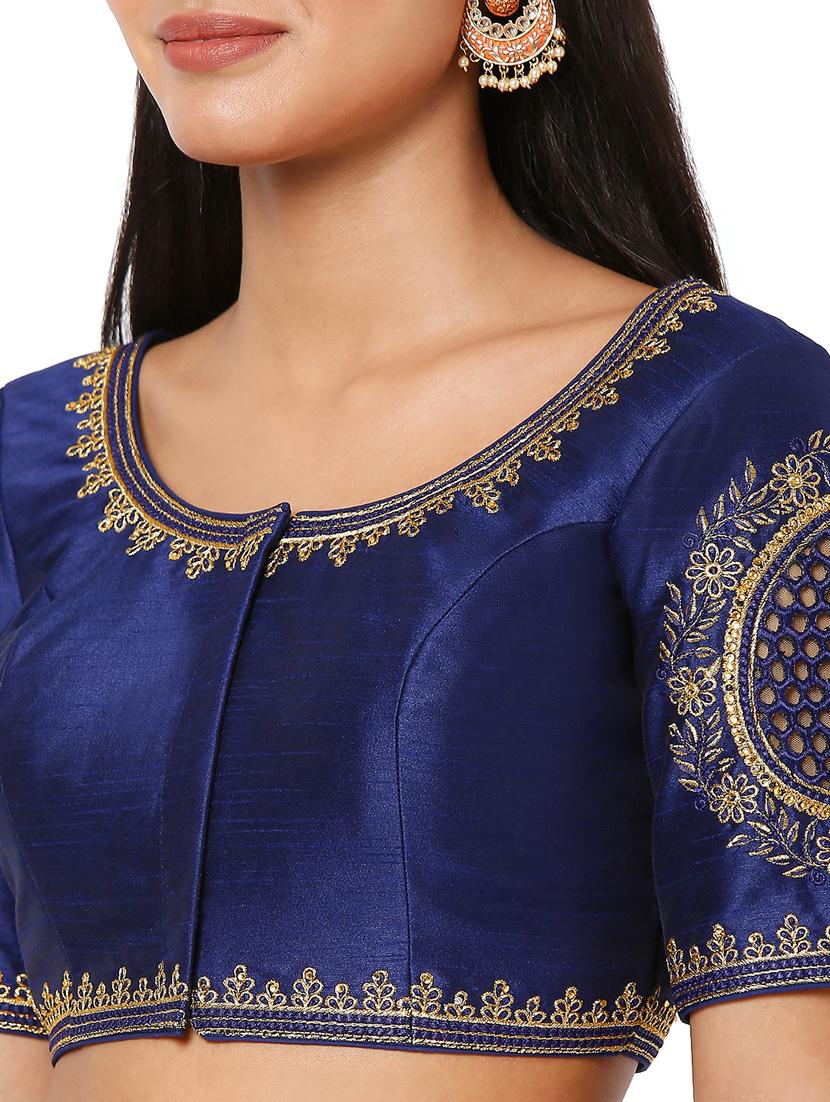 blue silk embroidered blouse - 18470052 - Zoom Image - 6