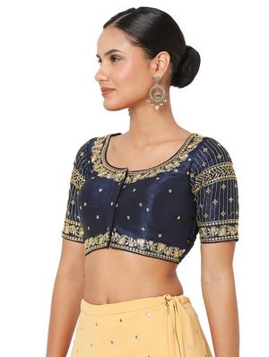 navy blue embroidered blouse - 18470070 - Standard Image - 2