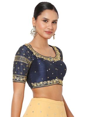 navy blue embroidered blouse - 18470070 - Standard Image - 3
