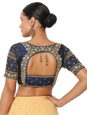 navy blue embroidered blouse - 18470070 - Standard Image - 4