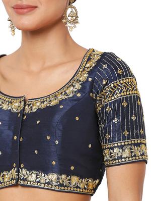 navy blue embroidered blouse - 18470070 - Standard Image - 6