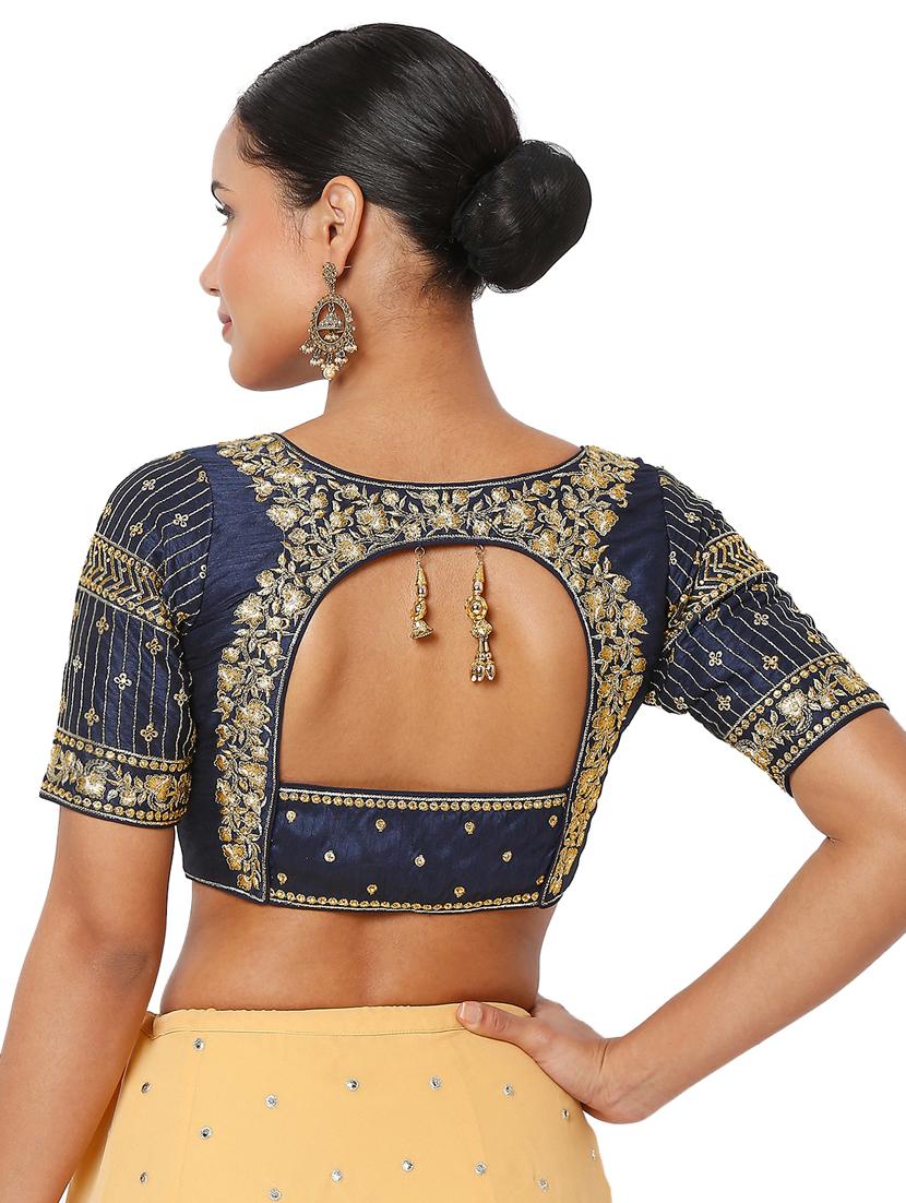 navy blue embroidered blouse - 18470070 - Zoom Image - 4