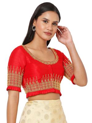 red silk embroidered blouse - 18470075 - Standard Image - 2