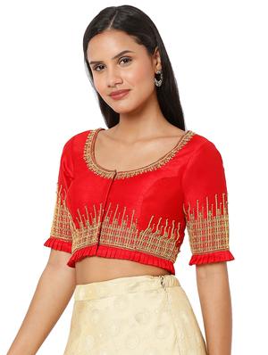 red silk embroidered blouse - 18470075 - Standard Image - 3