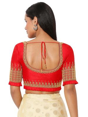 red silk embroidered blouse - 18470075 - Standard Image - 4