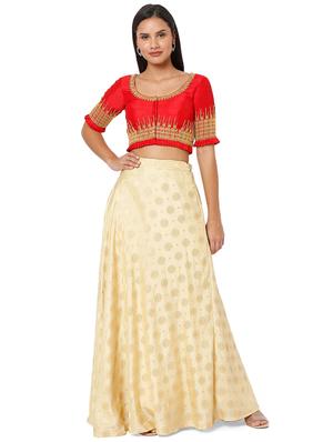 red silk embroidered blouse - 18470075 - Standard Image - 5
