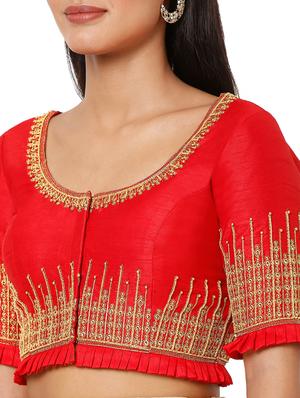 red silk embroidered blouse - 18470075 - Standard Image - 6