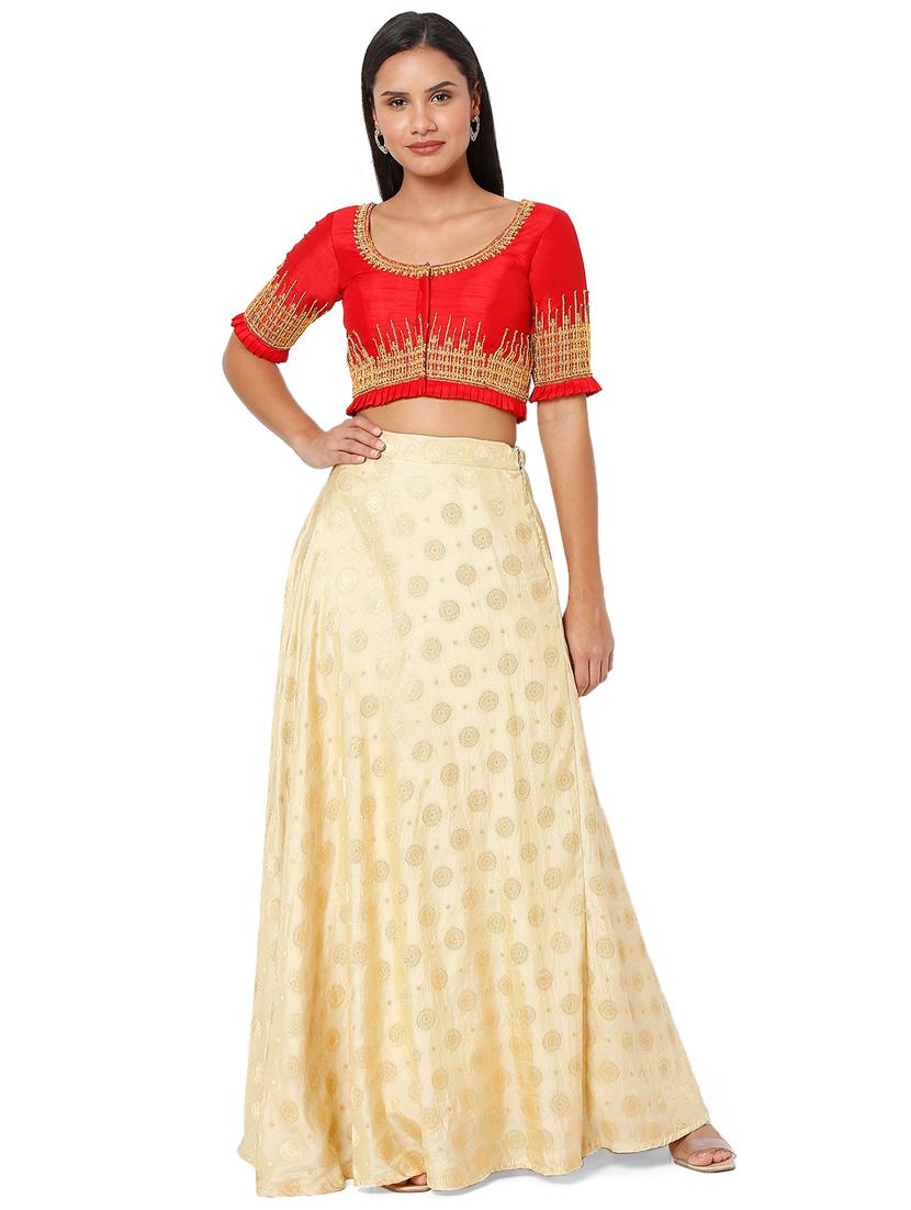 red silk embroidered blouse - 18470075 - Zoom Image - 5