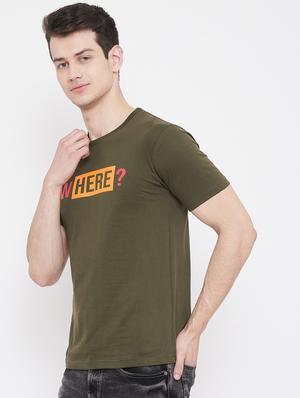 olive-green chest-printed t-shirt - 18470227 - Standard Image - 2